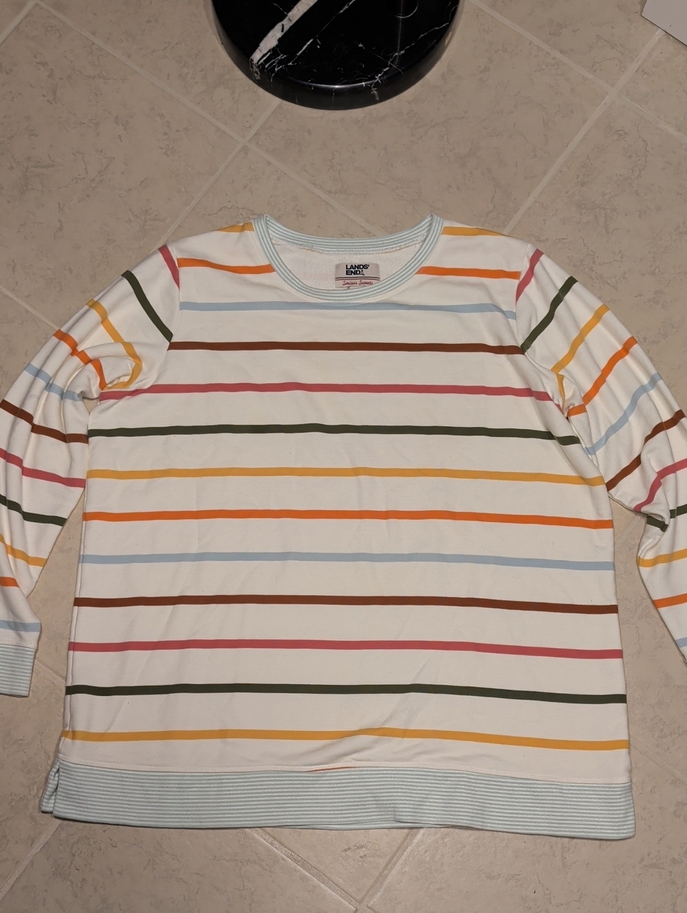 Lands' End Colorful Striped Crewneck Sweater